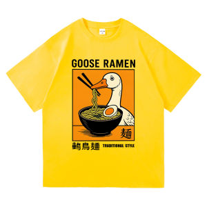 Sanrio | Japanese Vintage Goose Ramen T Shirt 2026 Funny Cat Fashion Men/women Clothing Harajuku High Quality Tops Cotton TShirts