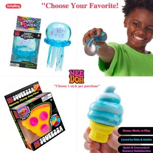 NeeDoh Sensory Fidget Toy Collection - Pizza Squeeza Jellyfish Dream Swirl Ice Cream Stress Ball for ADHD Anxiety - 1PC