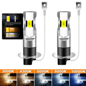 2Pcs H3 LED H1 Headlight Bulb Canbus No Fan High Beam 6500K White 3000K Yellow Car LED Fog Light Driving Lamp DRL 12V