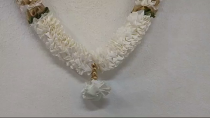 Artificial Flower Garland with Ribbon Mala | God Idol Decoration Pooja Diwali & Festival Celebrations | Photo Frame(Size - 22 inches | Pack of 1 pc)
