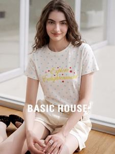 Basic House | Polka Dot Print Short Sleeve Round Collar T-Shirt