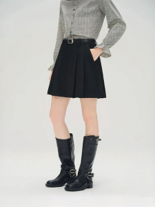 DUSHU | High-Waist A-Line Pleated Skirt
