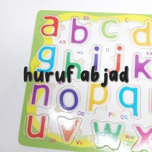 Paket Wooden Puzzle Anak Belajar Mencocokan Pengelanan Huruf Abjad Dan Angka Bahan Kayu Bagus Aman