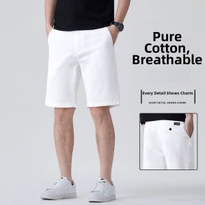 JIEKOU | High-end Red Pure Cotton Mens Shorts Loose and Straight Cut Summer Style