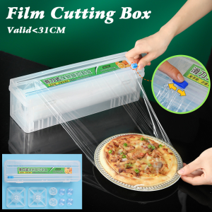 Food Cling Film Cutter Box Plastic Food Wrap Cutter Box Sliding Knife Aluminum Foil Cling Film Paper Cutter Kitchen Tool
