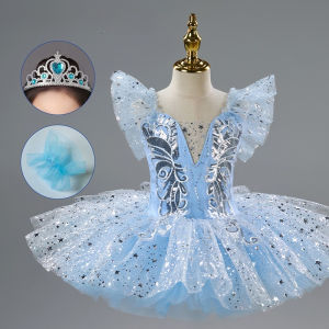 THEEPER Star Sequin Ballet Tutu Dress for Girls with Crown Sparkly Tulle Dancewear Dance Clothes for Girl Kids Ballet Clothes