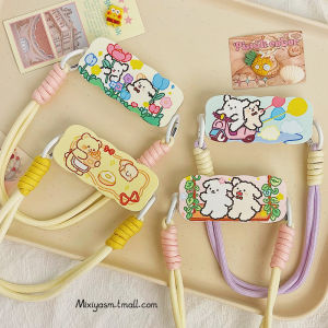 Cute Cartoon Bear Dog Phone Clip Short Style Handheld Lanyard Wristlet Double Buckle Detachable Camera Keychain Universal High Aesthetic Simple Creative