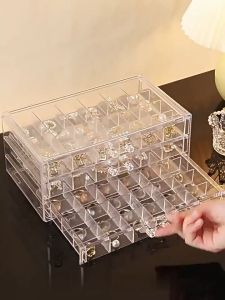 BW-K192 Rak Laci Mini 72 Sekat 3 Tingkat Transparan Kotak Perhiasan Cincin Kalung Anting Serbaguna