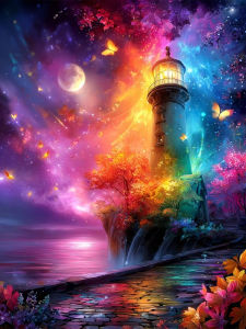 500/1000/1200/2000PCS Jigsaw Puzzle Majestic Peaceful Serene Lighthouse Under Glowing Moon And Stars For Adults Perfect Gift