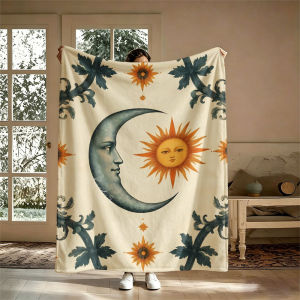 BILIBILI | Sun Moon Vintage Tapestry Flannel Blanket Perfect for Sofa Office Bed Travel Sleep Read Relax Camping Four Season Use