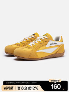 รองเท้าเดอร์ตี้สีเหลืองสำหรับผู้ชายและผู้หญิง สไตล์คาร์เรซิ่ง ทรงหัวมน พื้นยาง สวมใส่สบาย ฤดูใบไม้ร่วง/ฤดูหนาว รองเท้าลำลองสุดเก๋