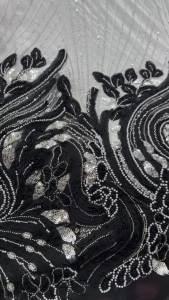 African Luxury Beaded Velvet Lace Fabric Nigerian High Quality Tulle Sequins for Bridal Wedding Dress Fabric