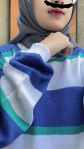 Molla Sweater Rajut Motif Rugby Stripe Korean Style