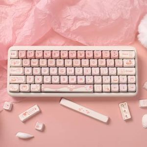 【ONLY KEYCAP】Party Cat Keycap Gradient Pink 134 Keys MOA Profile PBT Sublimation Cute Cartoon Anime Girl Personalized Key cap For Cherry MX Switch Mechanical Keyboard wooting Keychron/RK61/GK61/Anne Pro 2