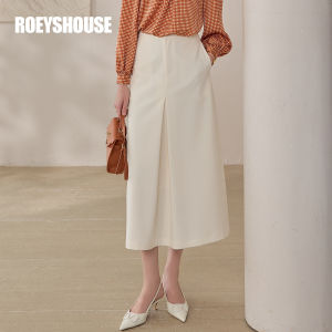 Roey s house | Business Style Mid-waist Slit A-line Midi Skirt