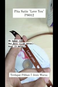 ECER 5METER Pita Satin 1cm "LOVE YOU" - Pita Kado kerajinan PS012