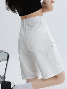 QIAOMIDUO | Summer Thin Denim Five-Point Womens Shorts Casual Riding Loose Fit High Waist Cotton 100% Breathable Comfortable Lightweight