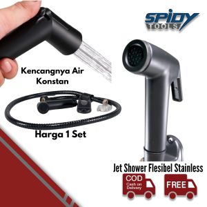 Jet Sower Fleksibel Toilet Hitam Set Bilet Kloset Shower Flexible Set