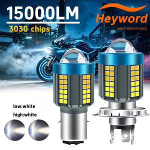 Heyword H4 H6 BA20D LED Motorcycle Headlight Dual Color White Yellow Hi Lo Beam Lens Fog Lamp for Motobike Scooter Running Light