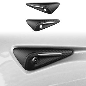 For New Tesla Model Y Juniper 2025+ Model 3+ Highland 2024+ Real Carbon Fiber Side Camera Cover Leaf Board Sticker Accessories