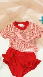 Set đồ bơi bé gái áo có tay phối chip bèo