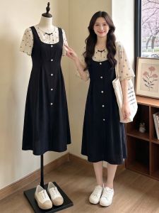 AIYITI | Retro French Charming Plus Size Waist Cinched Summer New Short Sleeve Dress