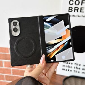 szhaiyu | Leather Phone Case for Samsung Galaxy Z Fold 8 Ultra 7 6 5 4 Front Protection Film Hinge for MagSafe Magnetic Hard Shell Cover