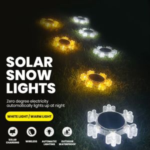 Christmas Gift Solar Light Snowflake Holiday Lamp Decor 8H IP65 Waterproof for Patio Lawn
