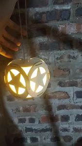 Đèn lồng  gỗ trung thu vuông đèn tròn ngôi sao 5 cánh