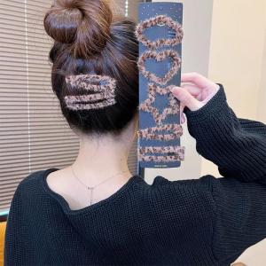 Korean Style Plush Leopard Print Hair Clips Womens Side Bangs Star Back Hair Cards BB Clip Headwear Fashionable Hair Accessories