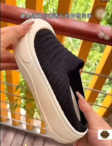 Smart casual high increase slip on stretchable sneaker shoes kasut perempuan