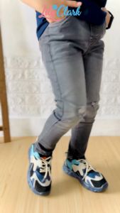 Lily And Clark Celana Jeans Anak Laki-Laki Model Ripped Warna Abu JA02