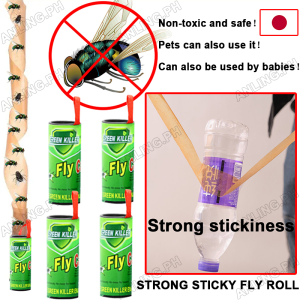 💯Can stick to 10000 flies💯Japan Fly Killer Sticky Fly Paper Strips Hanging Fly Strips Sticky Fly Trap Killer for Indoors Outdoors Flies Sticky Strips Fly Trap Indoor and Outdoor Fly and Mosquito Trap Roll Tape Strong Adhesive
