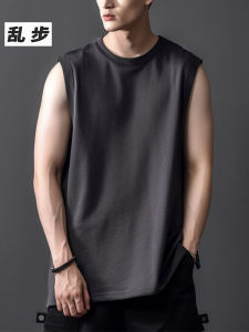 American Style Pure Cotton Vest Men Summer Outwear Sports Fitness Heavy Weight Sleeveless T-Shirt Loose Breathable Waistcoat Undershirt