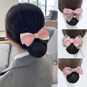Phụ Kiện Tóc Nữ Y Tá Phong Cách Ngọt Ngào Màu Hồng Có Nơ Bướm Kiểu Hàn Quốc Phụ Kiện Tóc Lưới Bàn Làm Việc Cho Nữ Nhân Viên Hàng Không