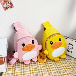 URBAG ผ้ากำมะหยี่กำมะหยี่ กระเป๋าคาดอก หมีสำหรับเด็ก เป็ดและเป็ด กระเป๋าสะพายไหล่สำหรับเด็ก น่ารักน่ารักๆ จุได้มาก กระเป๋าโท้ท