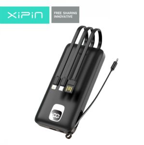 XiPin D600 10000mAh 2.1A Fast Charging Power Bank 4 Built-In Cable with Digital Power Indicator Display