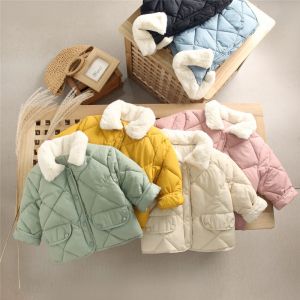 เด็ก Turndown COLLAR เสื้อเด็กหญิงฤดูหนาว WARM Parkas เด็กฤดูใบไม้ร่วงผ้าฝ้ายด้านนอกเสื้อผ้าเด็กเสื้อแจ็คเก็ตน้ําหนักเบา 2-6Y