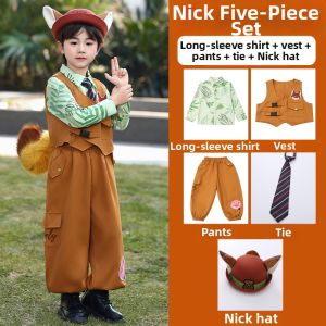 SHABAOSHI | Kids Halloween Zootopia Cosplay Judy Nick Costume Set