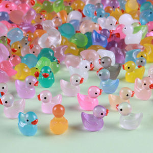 100/50Pcs Yellow Ducks Luminous Duck Ornament Miniature Figures Tiny Duck Micro Fairy Garden Landscape Fairy Garden Home Decor