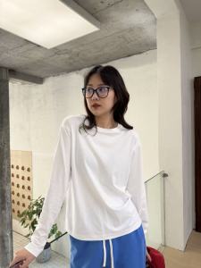 Comfortable Womens T-shirt BAOSTUDIO ROW Style High Quality Combed Cotton Long Sleeve round Neck Moisture Wicking Spring Essential Tee