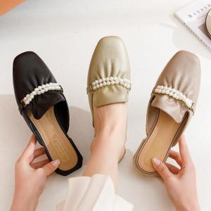 Azgalery SPT-41: Sepatu Sandal Selop Wanita Motif Mutiara Bahan PVC Korea