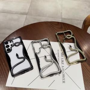 Plating 3D Hollow Out Snake Case For Samsung Galaxy S25 S24 S22 Ultra S23 FE A56 A55 A16 A15 A26 A54 A36 5G Soft TPU Phone Cover