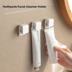 Bathroom Wall Mounted Toothpaste Storage Rack No Drilling Needed Multi Purpose Organizer for Shower Gel And Hair Shampoo Clips