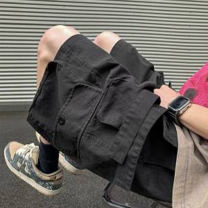 PAZHAOLANG | Plus Size Retro Workwear Shorts Multiple Pockets Loose Fit