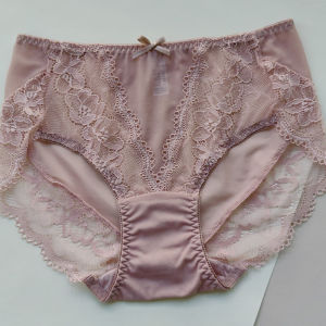 สูงปานกลาง เอว ลูกไม้ ตาข่าย เซ็กซี่ กึ่งโปร่งใสบริสุทธิ์ ผ้าฝ้าย เป้าไม่มีรอยต่อก้นครอบคลุม พลัสไซส์ สามเหลี่ยม ผู้หญิง ชุดชั้นใน