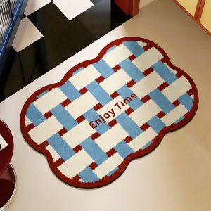 VIKAMA Wavy Cloud-Shaped Rectangular Doormat Water-Absorbent Bathroom Doormat Indoor and Outdoor Entryway Rug Home Decor