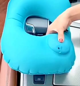 หมอนเป่าลม หมอนหนุนเป่าลม หมอนเป่าลมพกพา หมอนรองคอปั๊มลมในตัว หมอนพกพา หมอนเดินทาง เบามาก จัดเก็บง่ายSP309