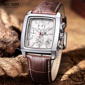Megir Fashion Casual Military Chronograph Quartz Watch Men Luxury Waterproof Analog Leather Wrist Watch Man 2028