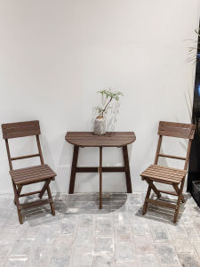 Modern Minimalist Solid Wood Foldable Dining Table Set round And Square Table Chairs against Wall Home Balcony Entrance
